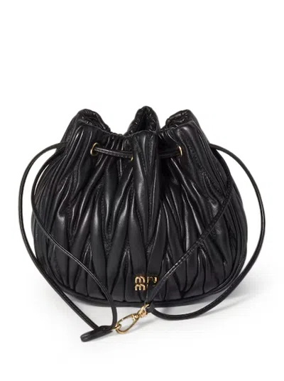Miu Miu Pouch In Nappa Matelasse` In Black