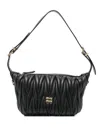 Miu Miu Leather Shoulder Bag Adjustable Strap Hardware In Black