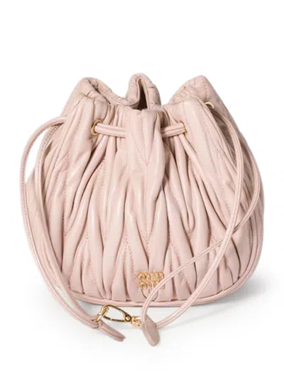 Miu Miu Pouch In Nappa Matelasse` In Nude