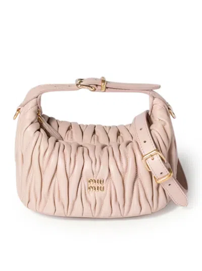 Miu Miu Pouch In Nappa Matelasse` In Nude