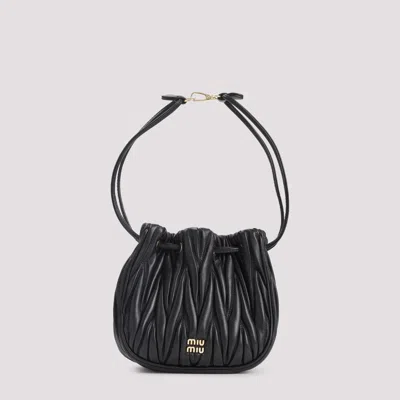 Miu Miu Pouch In Quilted Nappa In Black