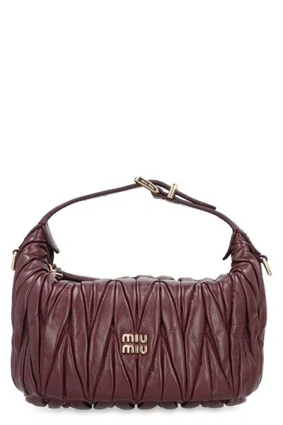 Miu Miu Pouch In Quilted Nappa In Red