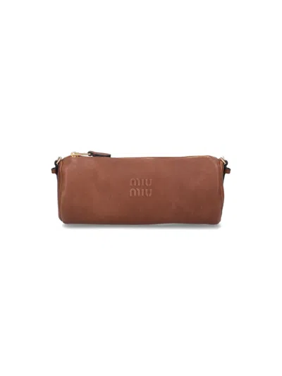 Miu Miu Pouch Logo In Brown