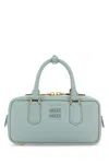 Miu Miu Nappa Leather Rectangular Handbag With Top Handles In Blue