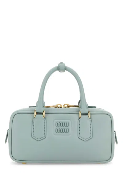 Miu Miu Powder Blue Leather Arcadie Handbag In White