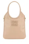 Miu Miu Powder Pink Leather Ivy Handbag In Neutral