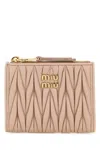 Miu Miu Powder Pink Leather Wallet In Neutral