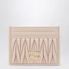 Miu Miu Powder Pink Matelassé Nappa Leather Card Holder In Neutral