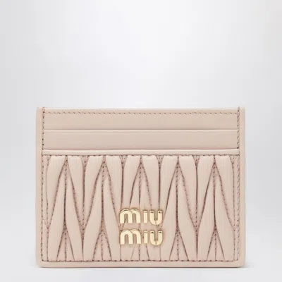 Miu Miu Powder Pink Matelassé Nappa Leather Card Holder