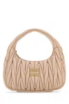 Miu Miu Small Miu Wander Suede Leather Hobo Bag In Pink