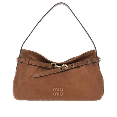 Miu Miu Ppa Leather Medium 'aventure' Bag In Brown