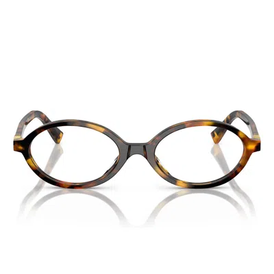 Miu Miu Prescription Glasses Mu01 Xv Vau1 O1 Honey Brown/transparent Women In Metallic