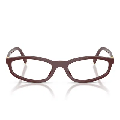 Miu Miu Prescription Glasses Mu01 Zv 26 L1 O1 Crimson/transparent Women In Burgundy