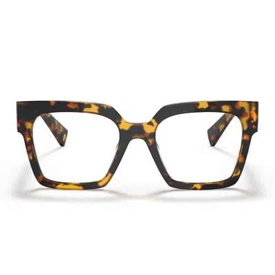 Miu Miu Prescription Glasses Mu04 Uv Vau1 O1 Honey Brown/transparent Women In White