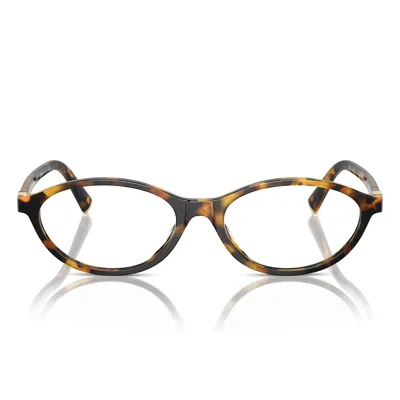 Miu Miu Prescription Glasses Mu09 Xv Vau1 O1 Honey Brown/transparent Women In Red