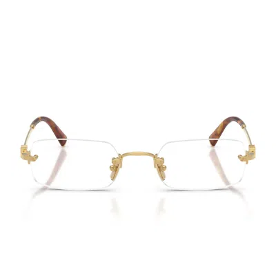 Miu Miu Prescription Glasses Mu50 Yv 5 Ak1 O1 Gold/transparent Women In Yellow