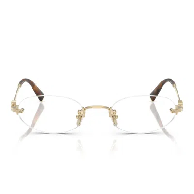 Miu Miu Prescription Glasses Mu53 Wv Zvn1 O1 Pale Gold/transparent Women In Pattern