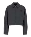 Miu Miu Collared Cropped Glencheck Jacket Long Sleeves In Black