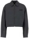 Miu Miu Collared Cropped Glencheck Jacket Long Sleeves In Grey