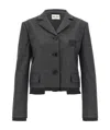 Miu Miu Prince Of Wales-check Single-breasted Blazer In Black