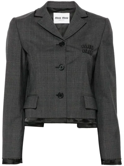 MIU MIU PRINCE OF WALES-CHECK SINGLE-BREASTED BLAZER