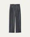 Miu Miu Prince Of Wales Check Wide Leg Wool Pants In F0480 Ardesia
