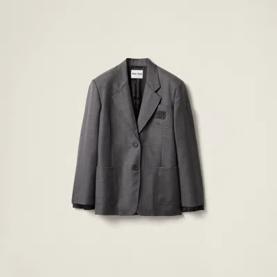 MIU MIU PRINCE OF WALES CHECKED WOOL JACKET