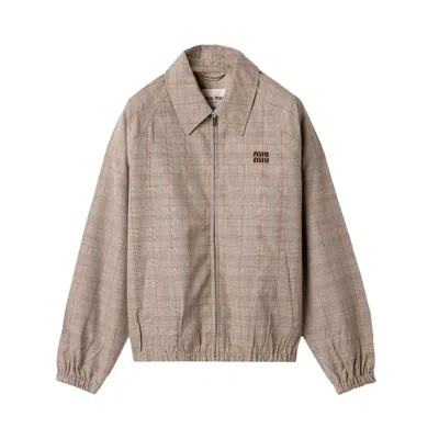 Pre-owned Miu Miu Principe Di Galles Blouson 'tabacco' | Tan | Women's Size 38