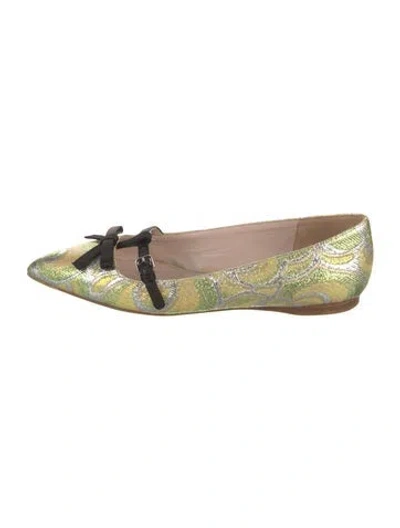Pre-owned Miu Miu Printed Bow Accents Mary Jane Flats