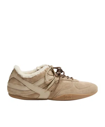 Miu Miu Printed Casual Shoes In Neutral