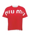 Miu Miu Logo-print Cotton T-shirt In Red