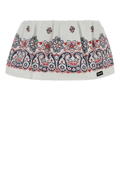 Miu Miu Printed Cotton-blend Mini Skirt
