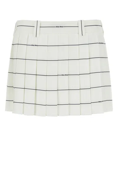 MIU MIU PRINTED CREPE MINI SKIRT