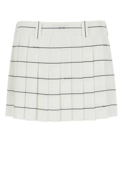 MIU MIU PRINTED CREPE MINI SKIRT