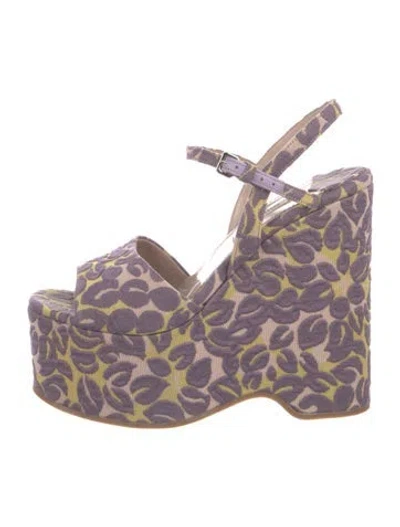 Pre-owned Miu Miu Printed Embroidered Accent Sandals In Multi