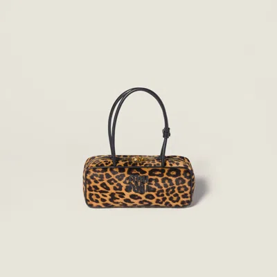 Miu Miu Printed Leather Beau Bag In Brown