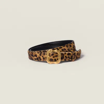 Miu Miu Printed Leather Belt In Brown