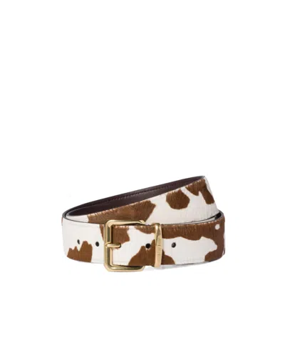 Miu Miu Printed Leather Belt In Brown