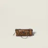 Miu Miu Printed Leather Pouch In Brown