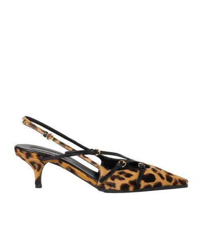 Miu Miu Printed Leather Slingback Pumps In Animal Print
