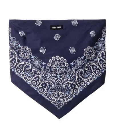 MIU MIU MIU MIU BANDANA PRINTED STRAPLESS CROPPED TOP