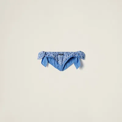 Miu Miu Printed Poplin Briefs In Blue