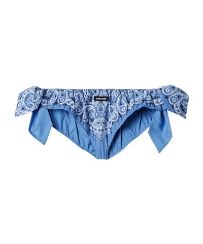 Miu Miu Printed Poplin Briefs In Blue