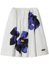 Miu Miu Poplin And Jersey Printed Skirt In 白色