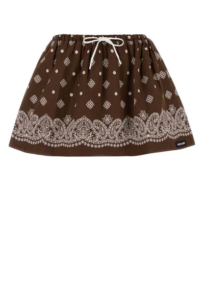 Miu Miu Printed Poplin Mini Skirt