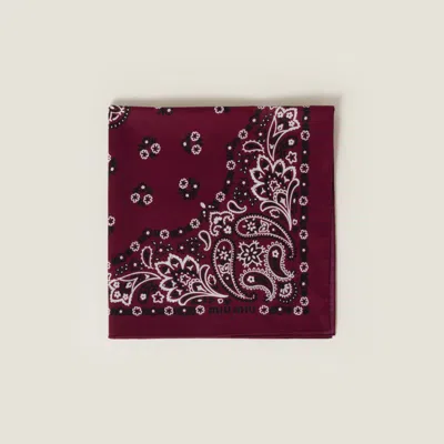 Miu Miu Printed Poplin Scarf In Amaranth Red/maize Yellow