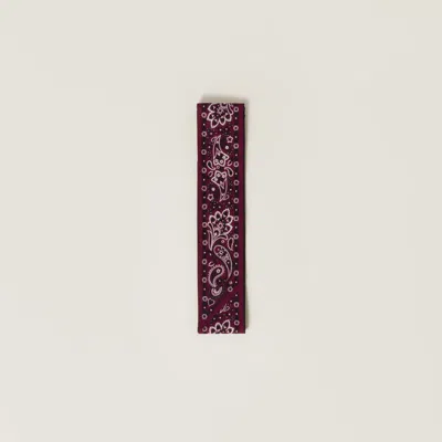 Miu Miu Printed Poplin Scarf In Amaranth Red/maize Yellow