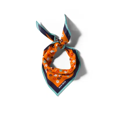Miu Miu Printed Poplin Scarf In Multi