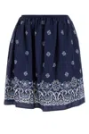 Miu Miu Printed Poplin Skirt In Blue