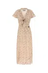 Miu Miu Printed Silk Dress In Neutral